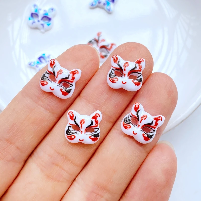 50Pcs New Cute 10mm Mini Lovely Cartoon Mask Flat Back Resin Cabochons Scrapbooking DIY Jewelry Craft Decoration Accessorie