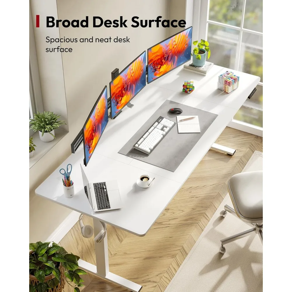 مكتب قائم كهربائي 79 × 32 بوصة ارتفاع قابل للتعديل مع 6 أزرار تحكم مكتب كمبيوتر مريح مع لصق الخنزير