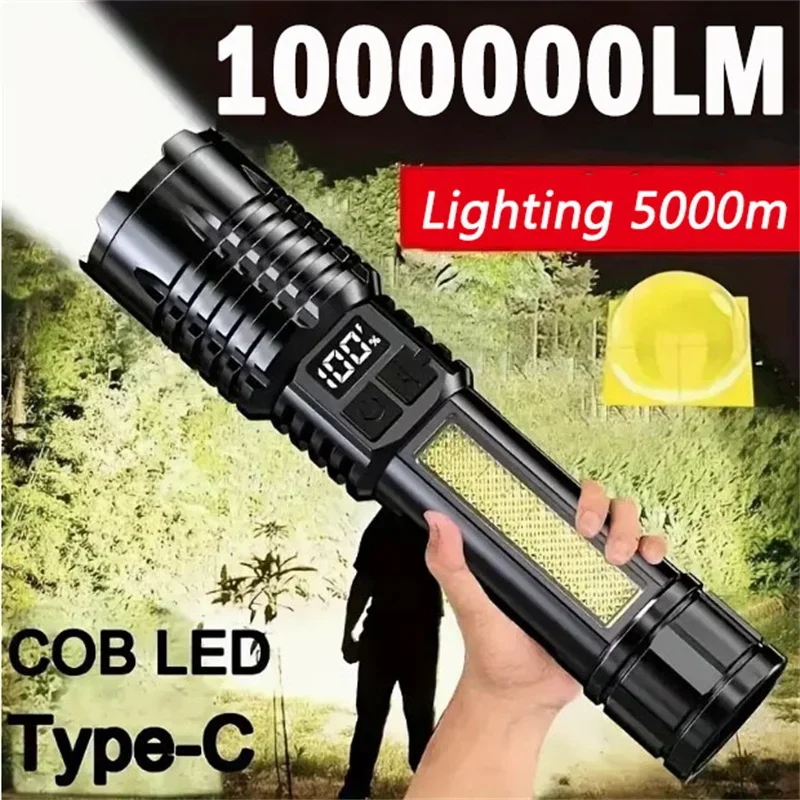 

High Power Rechargeable Led Flashlight Very Strong Led Flashlight With Built-in Battery Torch For Outdoor Camping Hiking Fishing