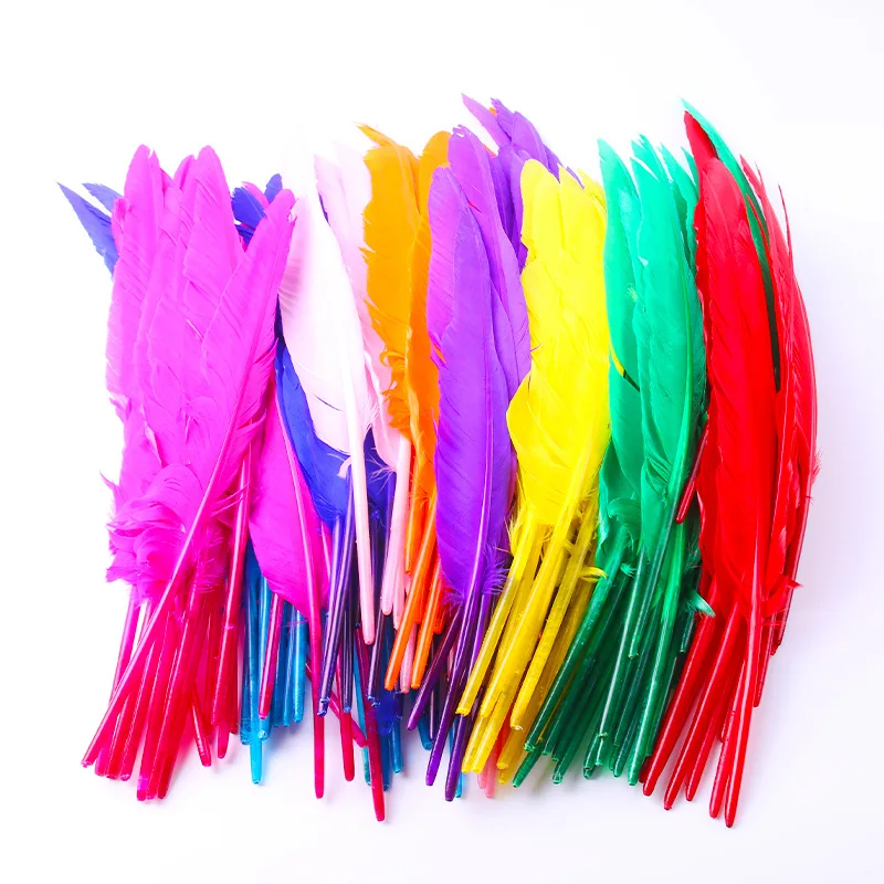 

25-30cm Pointer Wing Turkey Feathers for Decoration Goose Feather Crafts White Black Plumas Pen Handicraft Accessories Carnival