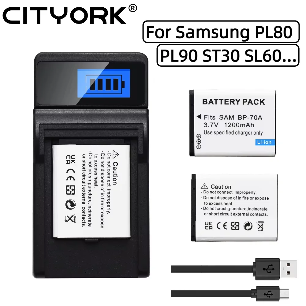 CITYORK Camera Battery BP70A BP-70A BP 70a For SAMSUNG PL80 PL90 PL100 PL101 PL120 PL170 PL200 PL201 SL50 SL600 SL605 SL630 ES70