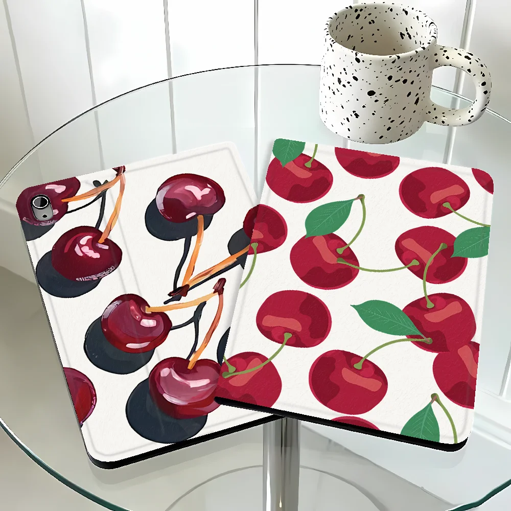 with Pencil Slot Case for Samsung Galaxy Tab S11 S10FE S9 FE S7 S8+ A11 A9Plus S10 Plus A8 S9+ S10 Lite A7 Lite Cherry Seamless