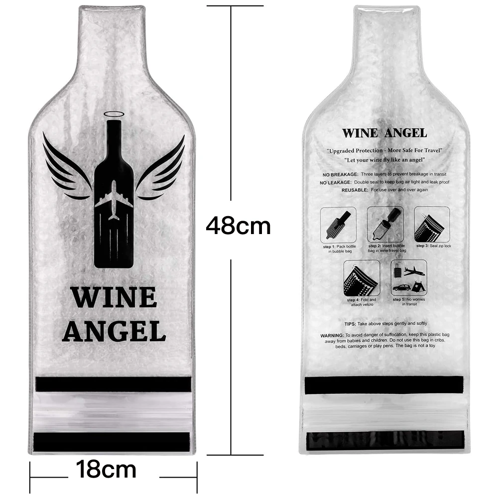 Wine Bottle Travel Bags Leak Proof for Airplane Cruise Protector bags with PVC shell and cushioned inner layer, triple seal
