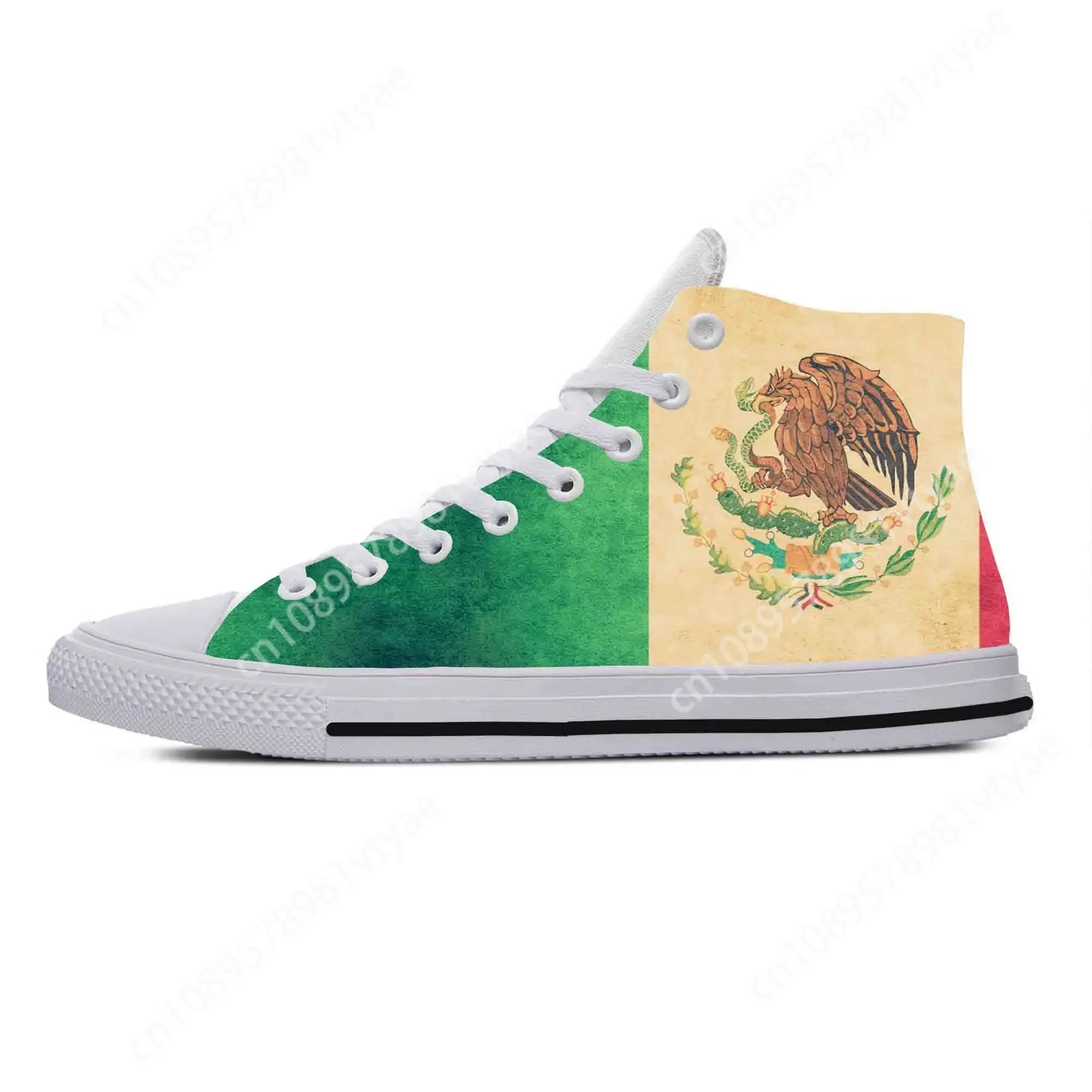 

Mexico Mexican Flag Patriotic Pride Fashion Funny Casual Cloth Shoes High Top Comfortable Breathable 3D Print Men Women Sneakers