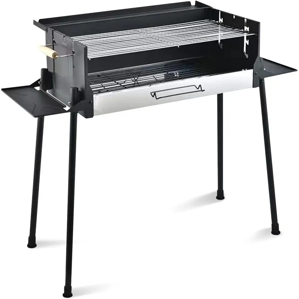 

Portable Stainless Steel Charcoal Grill with Stand, Ideal for Outdoor Parties, Picnics, Camping, and Garden Gatherings