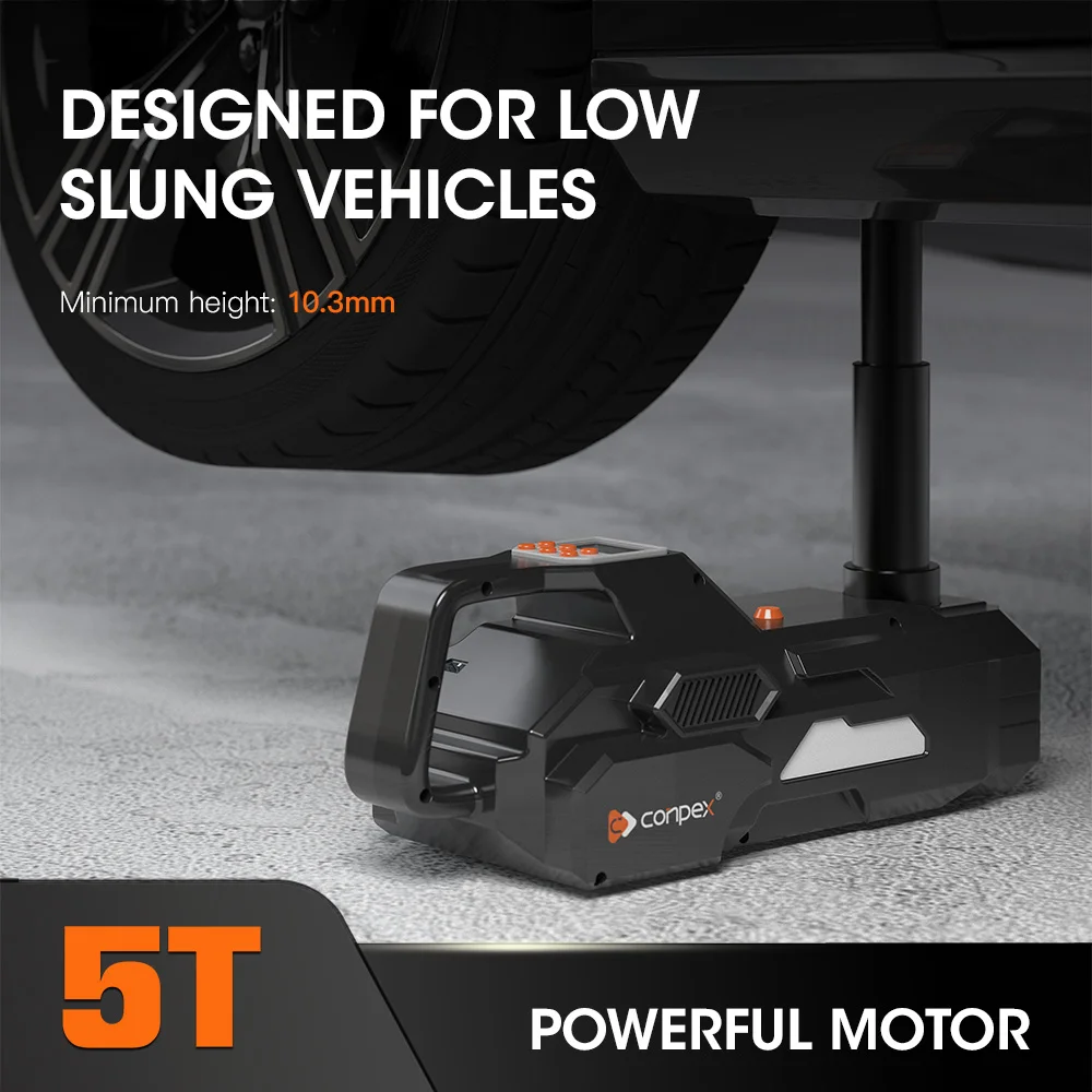 100MM Ultra-low Chassis Electric Hydraulic Floor Jack 5 Ton 6in 1 Portable DC 12V with Air Pump