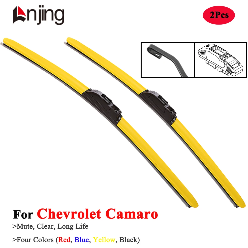 LNJING Colorful Wiper Blades For Chevrolet Camaro SS ZL1 1993 1999 2002 2009 2010 2013 2014 2016 2019 2023 2024 Car Accessories