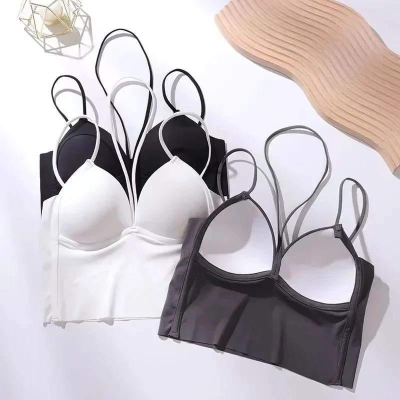 Top estivo corto con collo in ghiaccio senza maniche streetwear comfort con canotta biancheria intima di seta tubo reggiseno traspirante