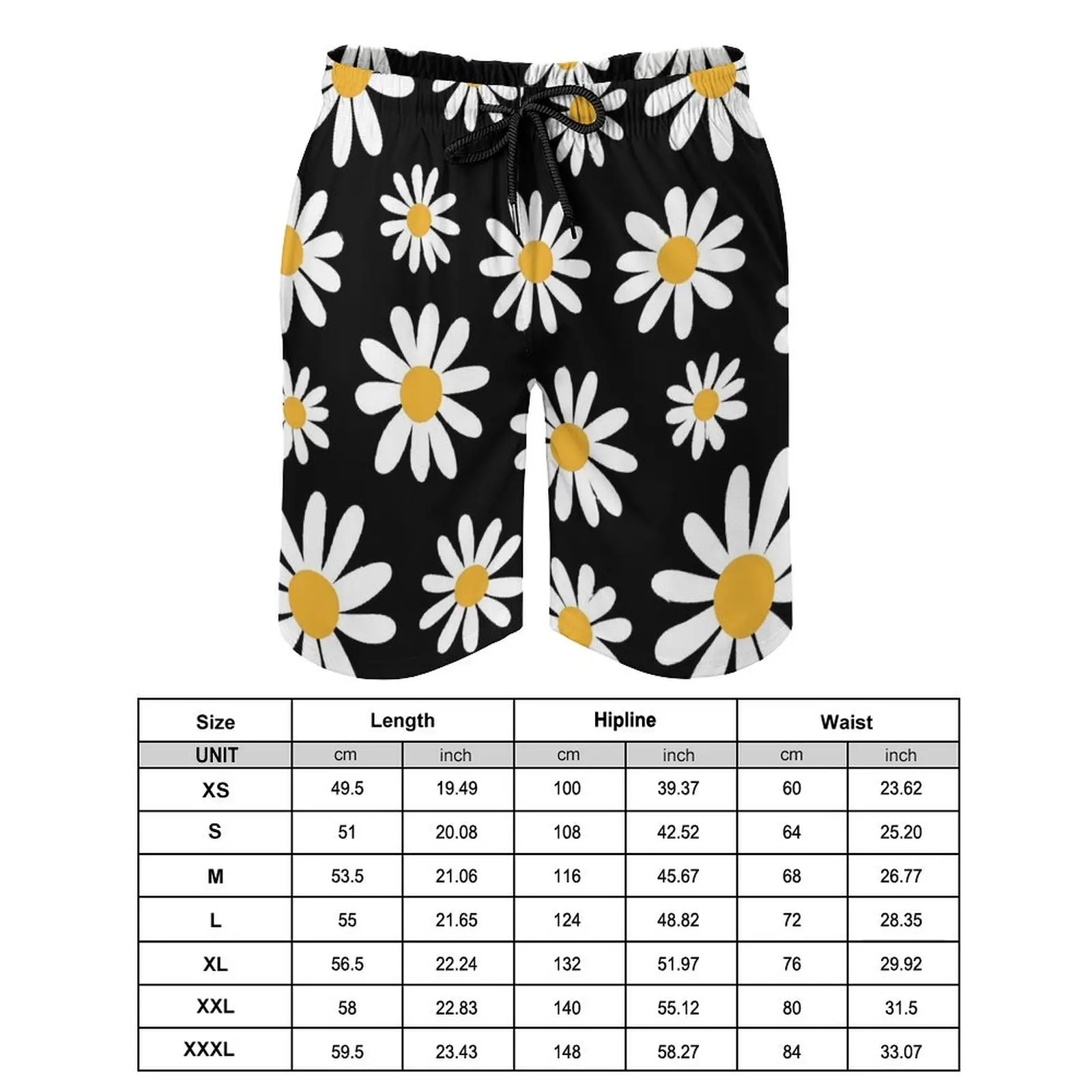 Summer Board Shorts Retro Flower Surfing Spring Daisies Floral Beach Shorts Classic Quick Drying Swimming Trunks Big Size