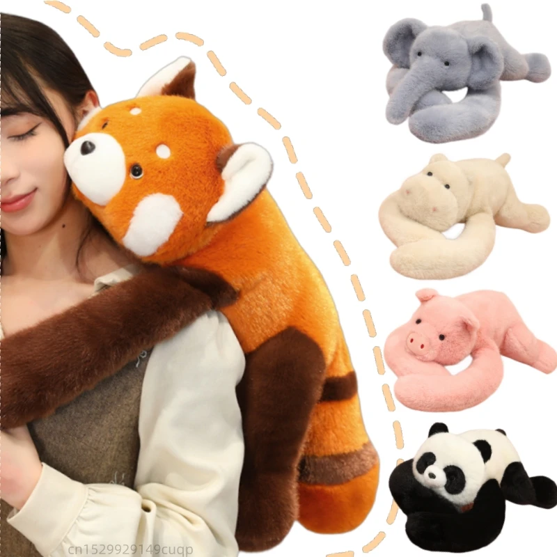 50/60cm Cartoon High Quality Forest Animal Plush Doll Pillow Soft Long Arm Hippo Elephant Panda Pig Sloth Lion Raccoon Plush Toy