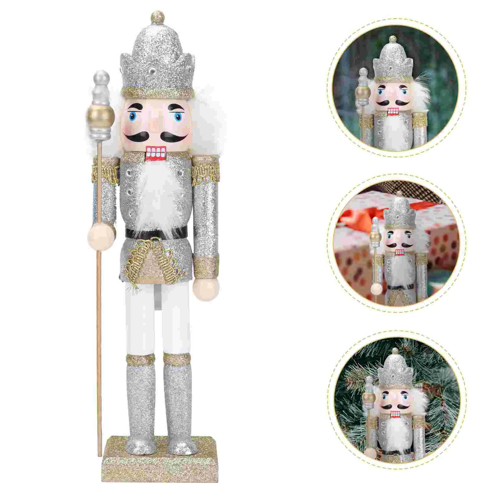 

Nutcracker Walnut Soldier Decor Blue Ornaments Decorate Puppet Wooden Dolls Cotton Baby Glitter Girls