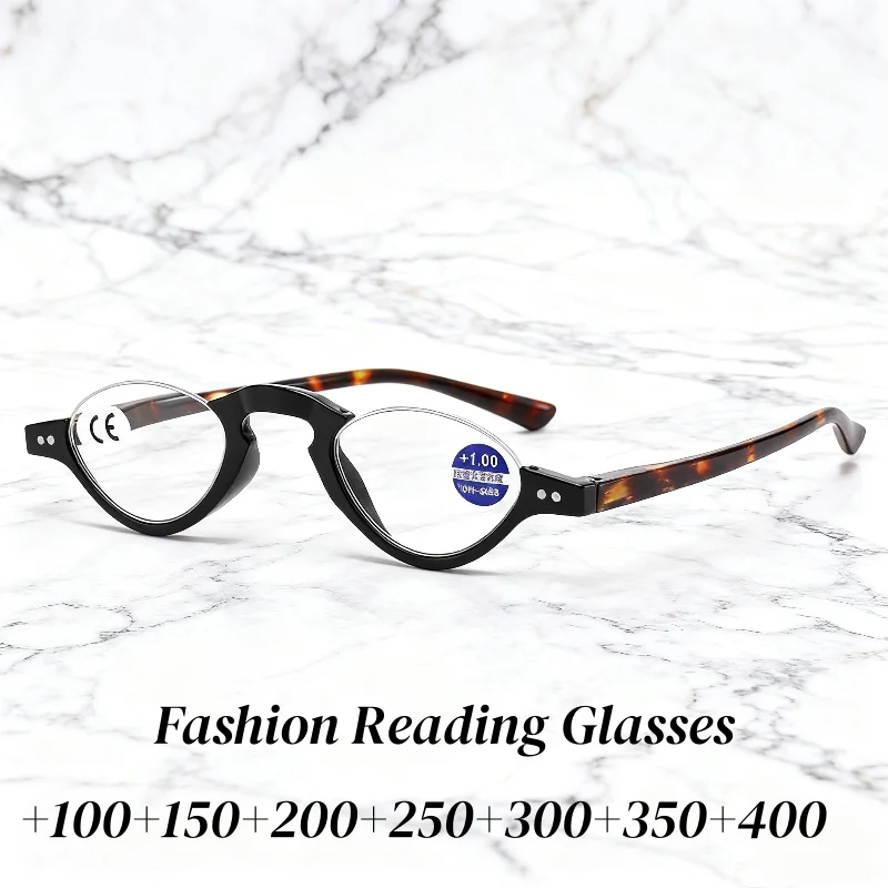

Half Frame Reading Glasses for Women Men Vintage Leopard Far Sight Eyeglasses Unisex Trendy Anti Blue Ray Presbyopia Eyewear