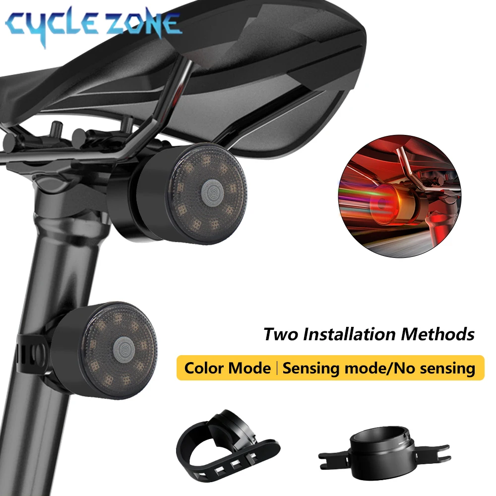 

Smart Bike Tail Light - Brake Sensing Rechargeable LED Cycling Rear Light Safety Warning Lights Bicycle Taillight Accessories