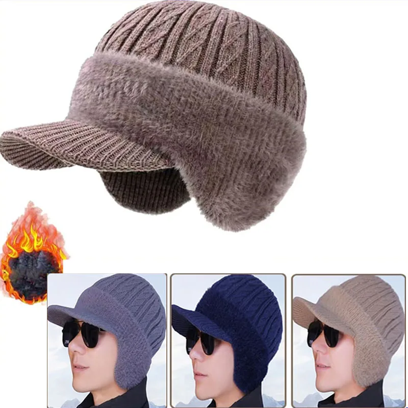 Cappello a cuffia in cotone con paraorecchie invernale Berretti caldi lavorati a maglia Cappelli bomber ispessiti per donna Uomo Autunno Autunno Accessori per copricapi da esterno
