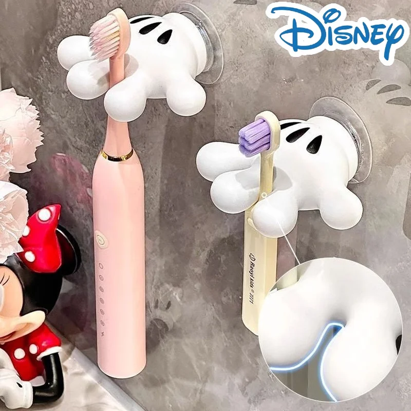 Mickey Disney Cartoon Palm Suction Cup Bathroom Moisture-proof Toothbrush Towel Rack Multifunctional Data Cable Storage Hook