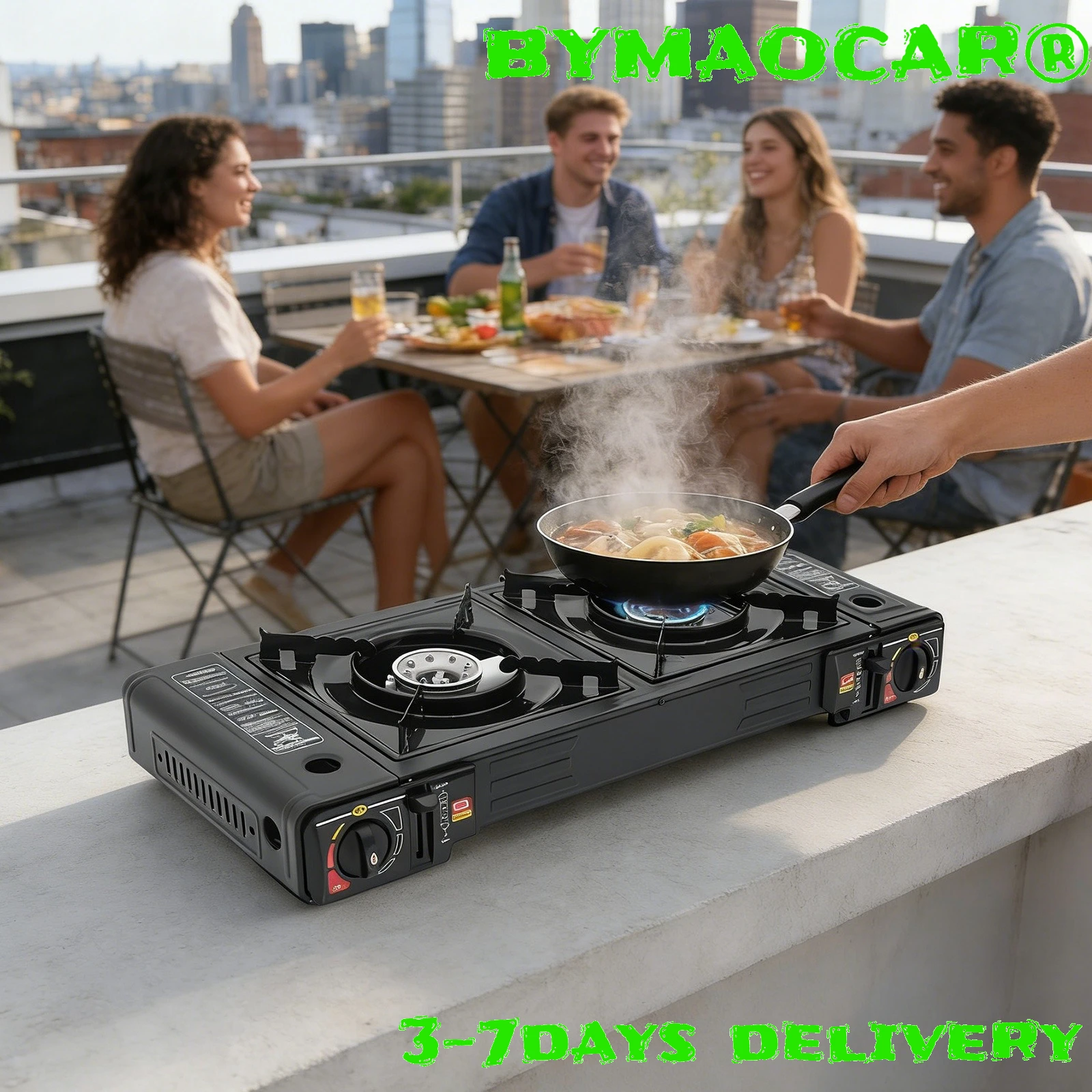 

Портативная газовая плита для кемпинга на пропане, 2 конфорки, с чехлом для переноски, 63x26x12 см, для приготовления пищи на природе, пикников и барбекю, прочная конструкция из железа и латуни