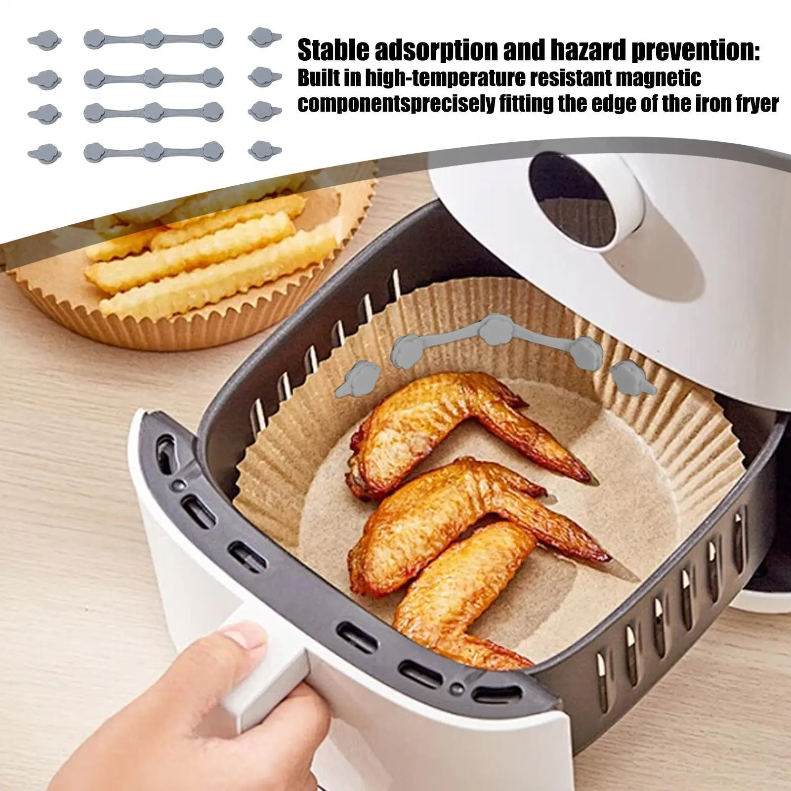 Air Fryer Baking Paper Magnets 4Pcs/set Hot Air Fryers Silicone Magnets Kitchen Accessories For Fixing Iron Air Fryer Baking