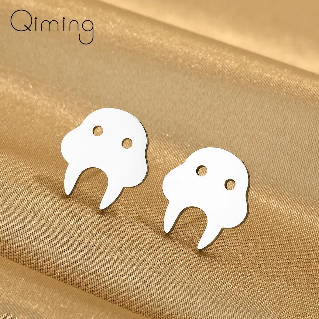 Stainless Steel Stud Earrings Children Kids Jewelry Lovely Sea Animal Walrus Earrings Silver Children Gift