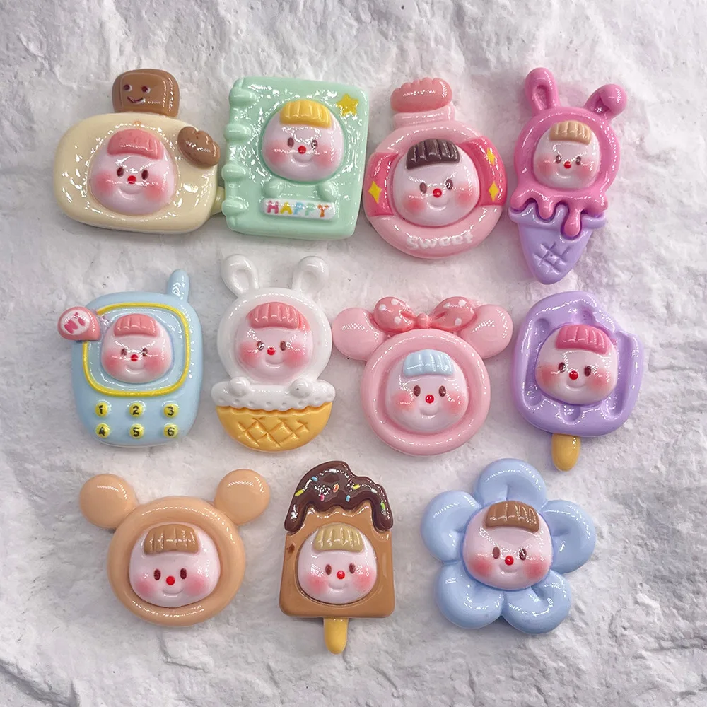 

5pcs New Duomei Food Play Set Cartoon Resin Jewelry Accessories DIY Mobile Phone Case Cream Glue Handmade Hairpin flatback