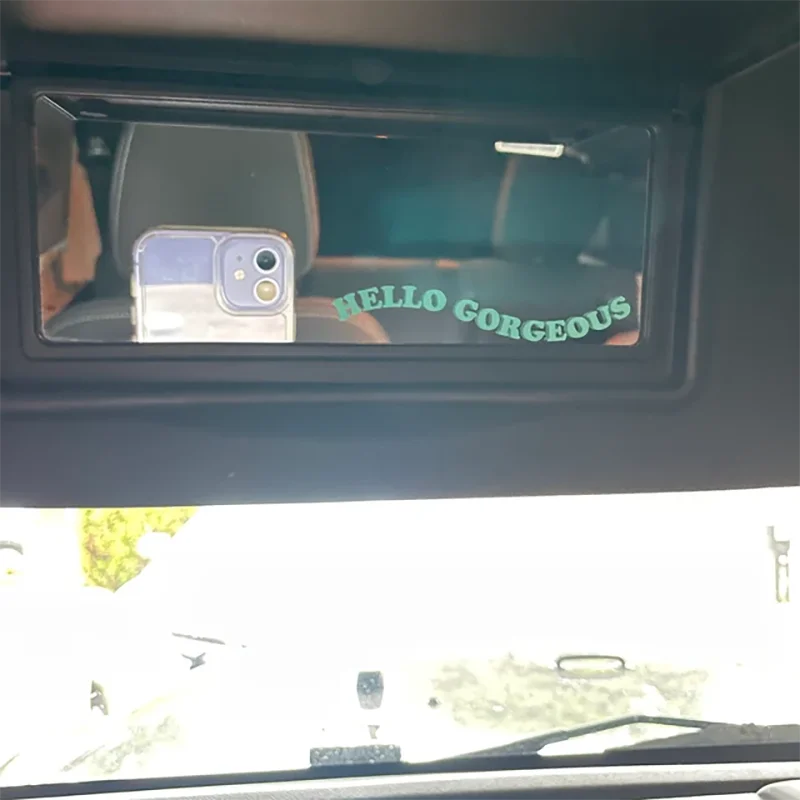 Car Mirror Sticker Hello Gorgeous Text Design Cute Vinyl Decals Auto Decoration Accessories Waterproof Car Vanity Mirror Sticker