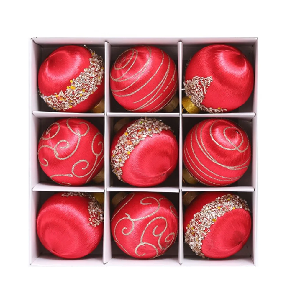 9 pçs 8cm conjunto de bola de natal pintado grande árvore de natal decoração pingente criativo delicado pendurado ornamento layout de fundo