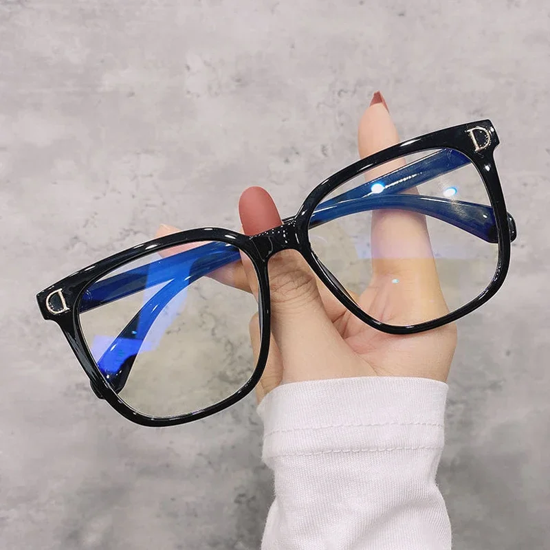 Luxury Anti Blue Light Blocking Myopia Eyeglasses Oversized Square Vintage Frame Eyewear Finished Short-sighted Glasses To -6.0