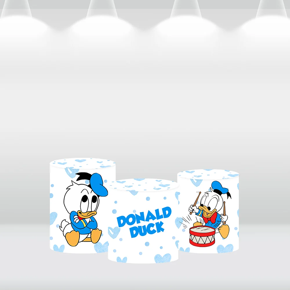 男の子の誕生日のための丸い背景,ドナルドダック,水切りの背景,ベビーシャワーアーチのカバー,壁のテーブルのシリンダーカバー