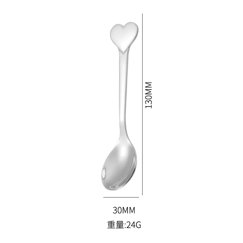 Stirring Dessert Spoons Forks Portable 304 Stainless Steel Kitchen Tableware Heart Sand Ice Cream Cake Coffee Honey Spoon Fork