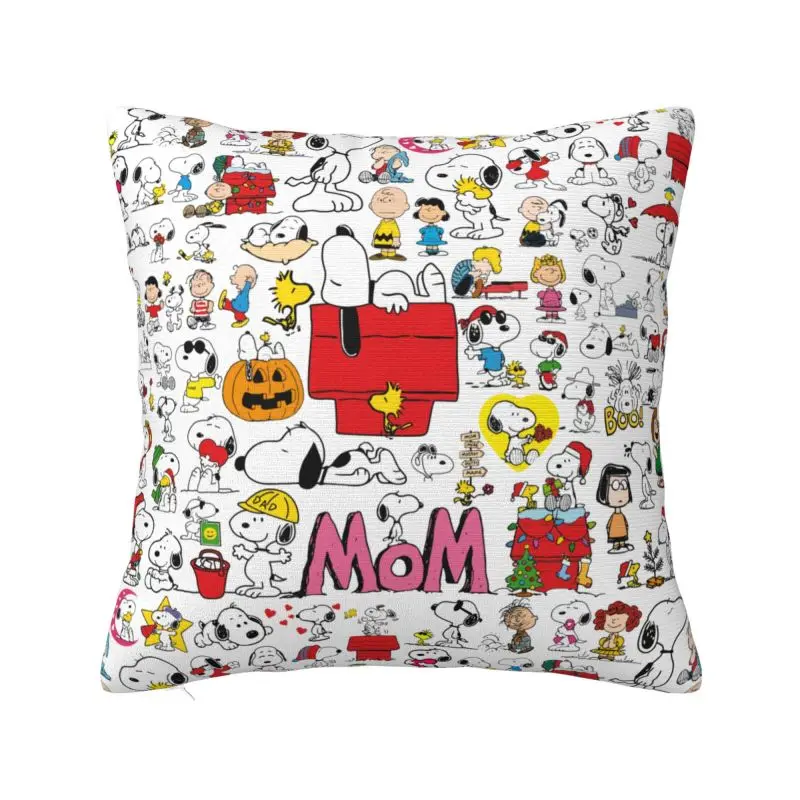 Custom Fashion Cute Cartoon Snoopy Cushion Cover 40x40cm Velvet Throw Pillow Case for Sofa Square Pillowcase Decoration