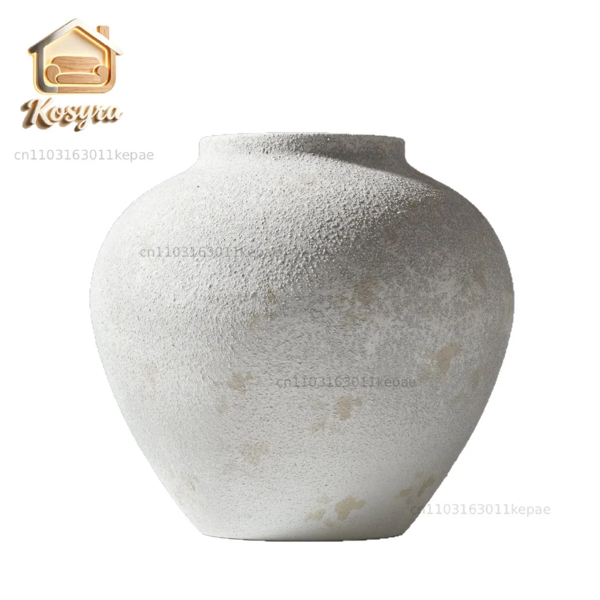 Japanese imitation coarse pottery retro vase high-end wrought iron flower ware home entrance decorative coarse sand