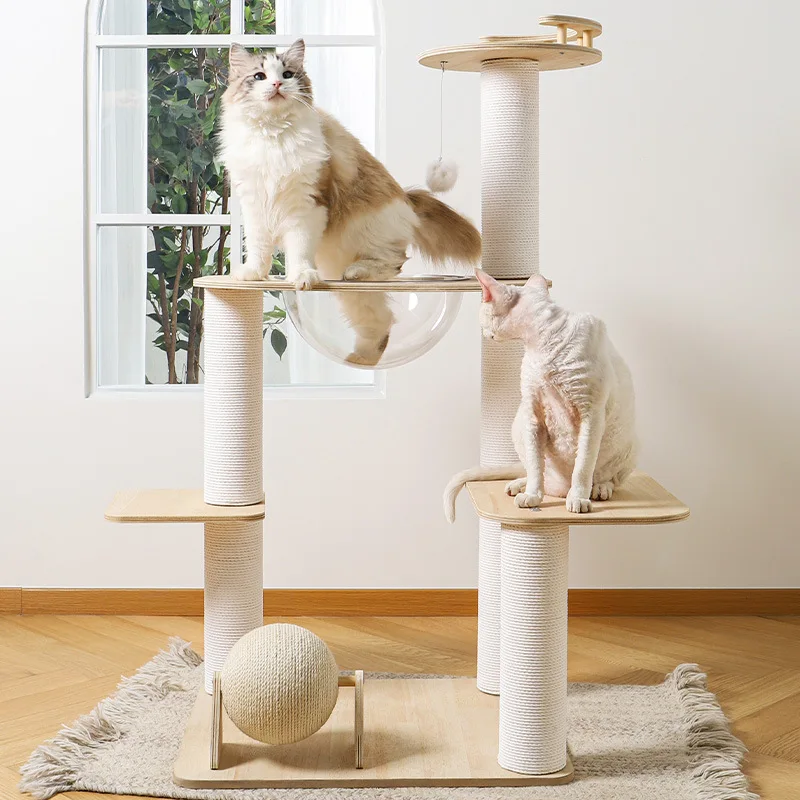 Multi-layer cat climbing frame cat nest space capsule cat tree jumping platform integrated sisal column scratch-resistant and we
