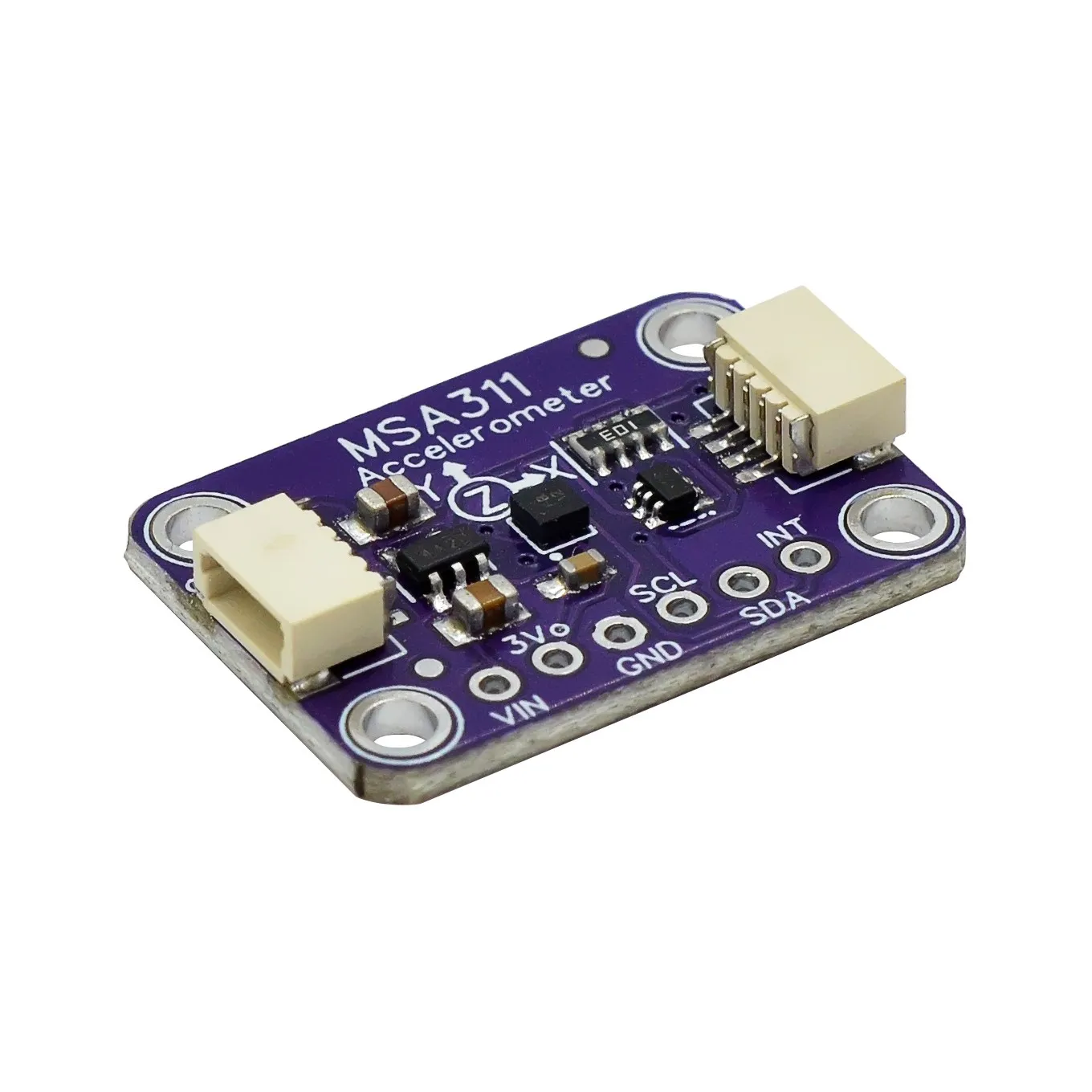 MSA311 triaxial accelerometer is compatible with STEMMA QT/For Qwiic interface for low power consumption