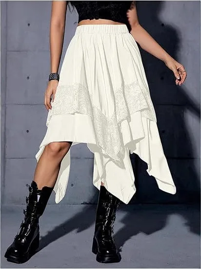 

Renaissance Style Asymmetric Hemline Fairy Skirt Halloween Theme Large Skirt Tailteen Cake Skirt Style Artistic Flared Skirt
