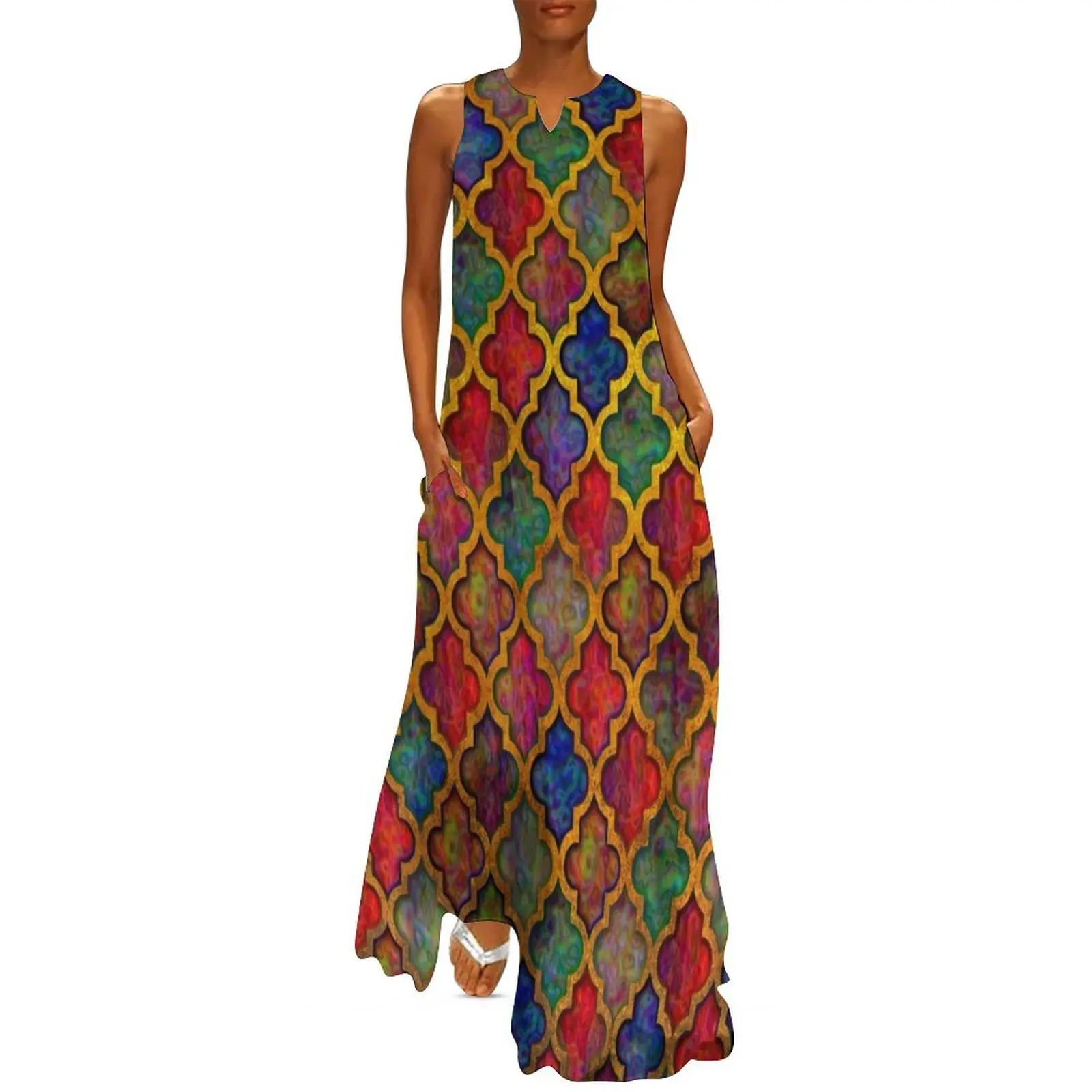 

Moroccan tile iridescent pattern Long Dress chic and elegant woman dress Women's evening dress bandage