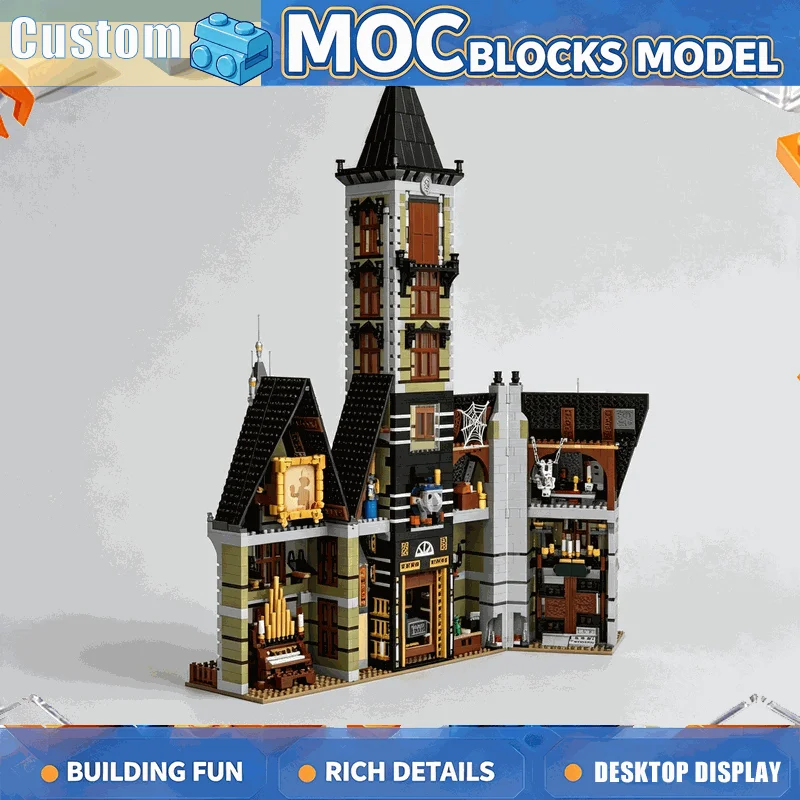 3232PCS Spooky Manor Building Blocks Modular House Model Detailed Room Scene Creative Assembly Halloween Decor Festival Gift Set
