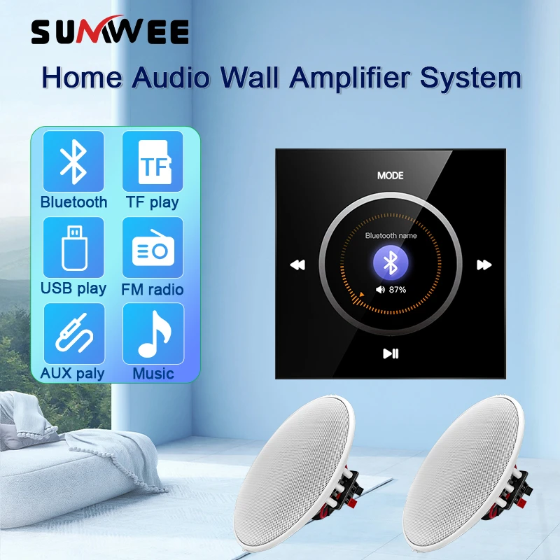 Home theater systems 86 MINI New volume knob adjustment hotel stereo Background music player TF Bluetooths Audio wall Amplifiers