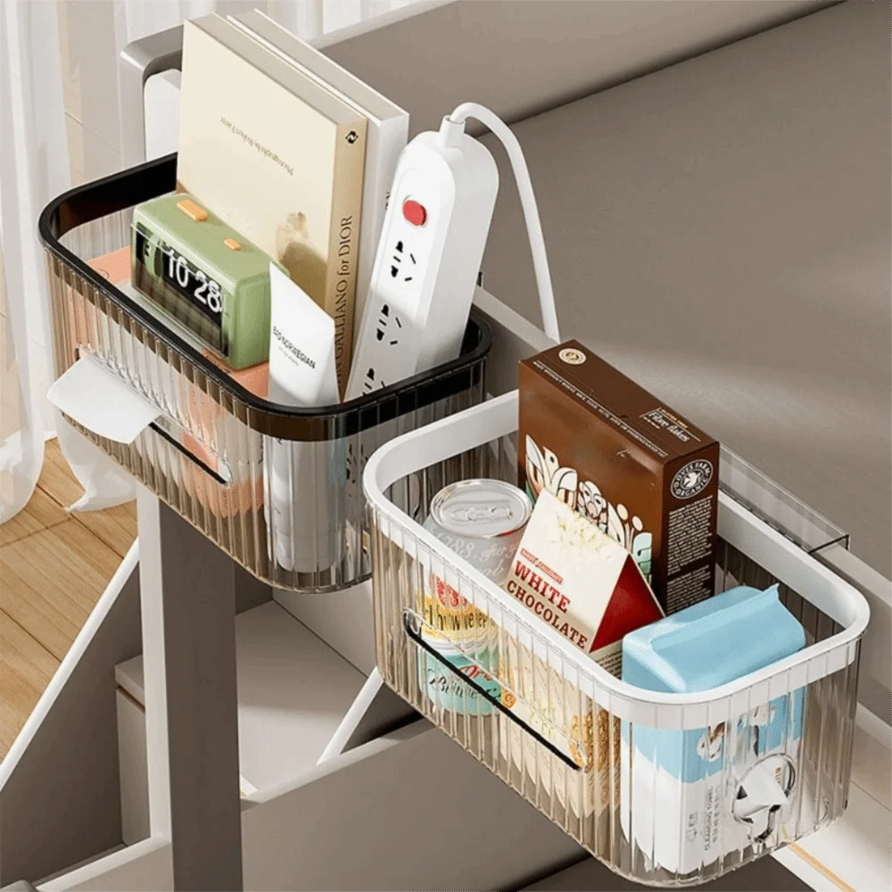 Square Bedside Storage Basket Strong Load-bearing Capacity No Punching Stationery Storage Box Stable Large Capacity