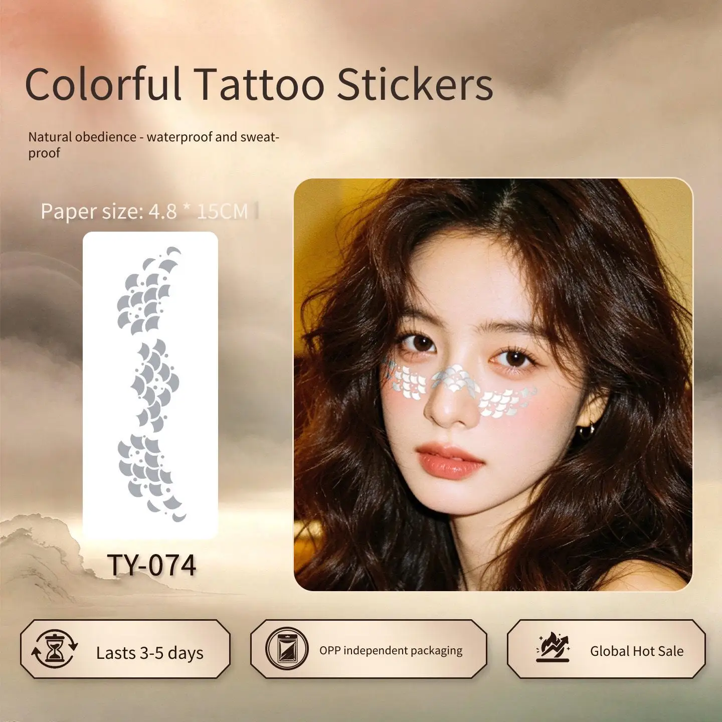 1 Sheet Per Pack Temporary Tattoo Sticker Waterproof Long Lasting Face for Women