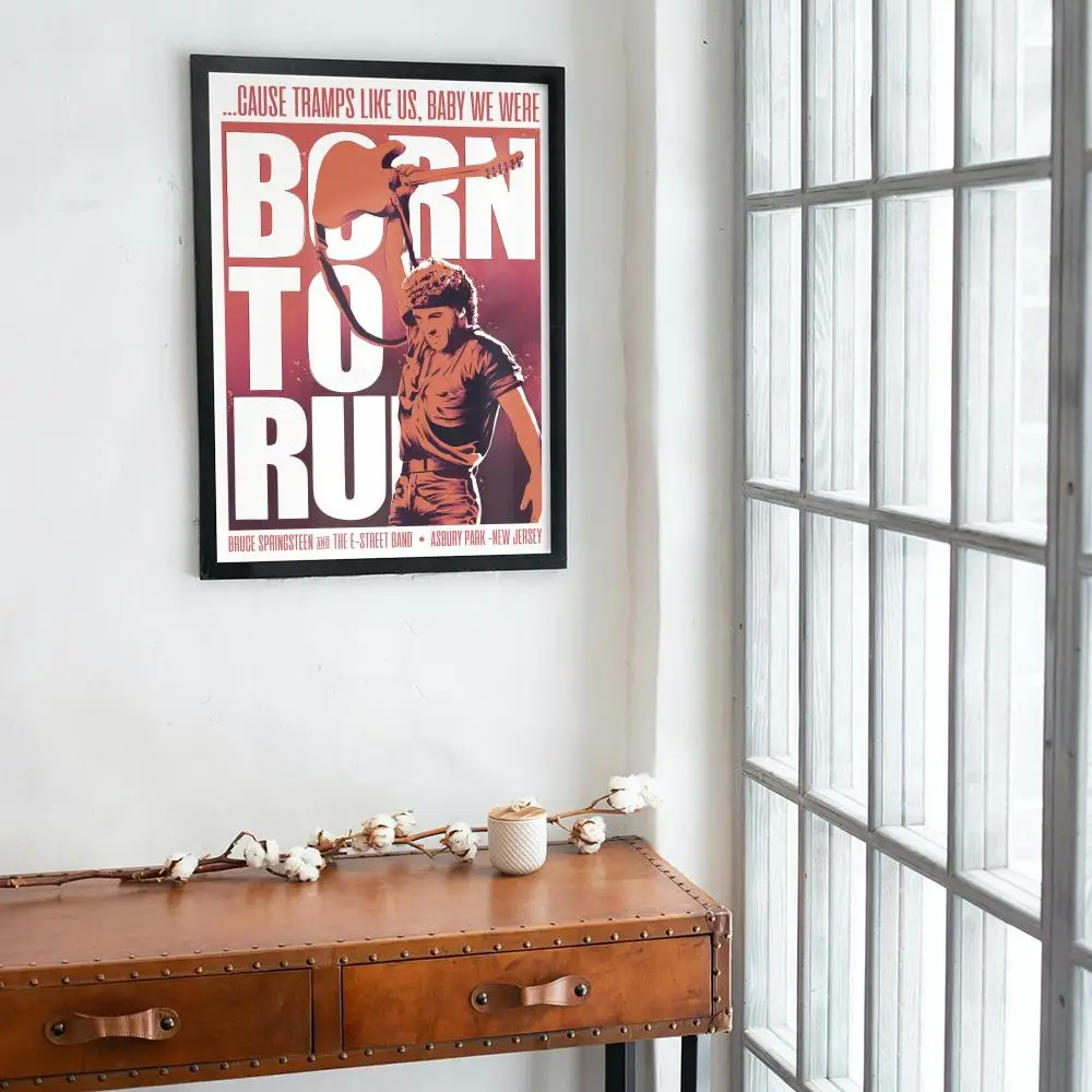 B-Bruce S-Springsteen Rock Zanger Poster Kleverige Muur Waterdicht Thuis Woonkamer Slaapkamer Bar Esthetische Decoratie Perfect Cadeau