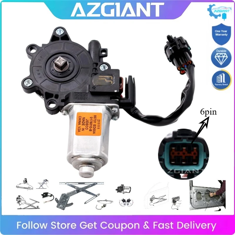 

AZGIANT Car Window Glass Lifting Motor Front Left Electric Lifting Motor for Nissan TIIDA C11Z 2005-2010 Brand New 80731-ED00A