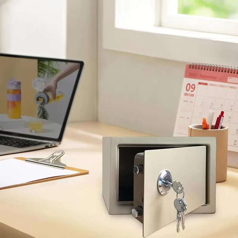 Safe Box Steel Security Safe And Lock Box With Electronic Keypad Fireproof Home Safe Dual Key System Secure Cash Jewelry IDbox