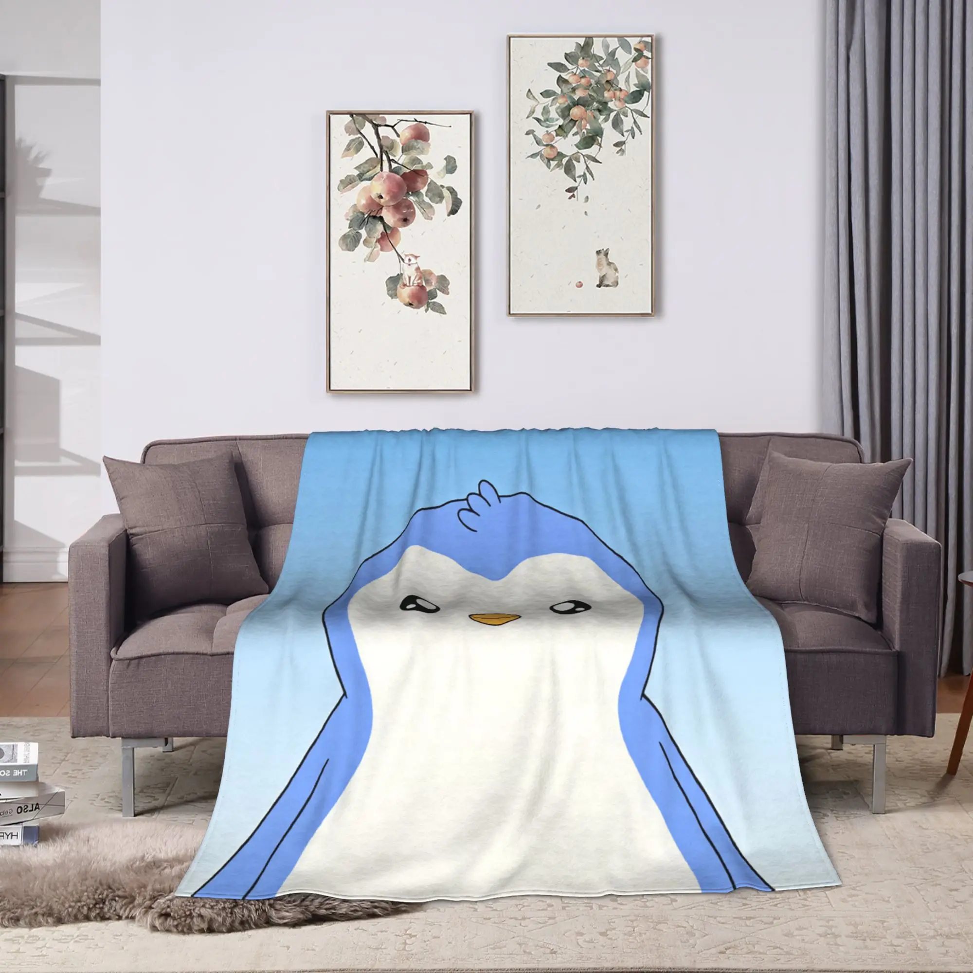 P-Pudgy Penguin Blanket  Decorative Flannel Bedding Throws For Couch Bed Soft Design Quality Bedspread Birthday Gift