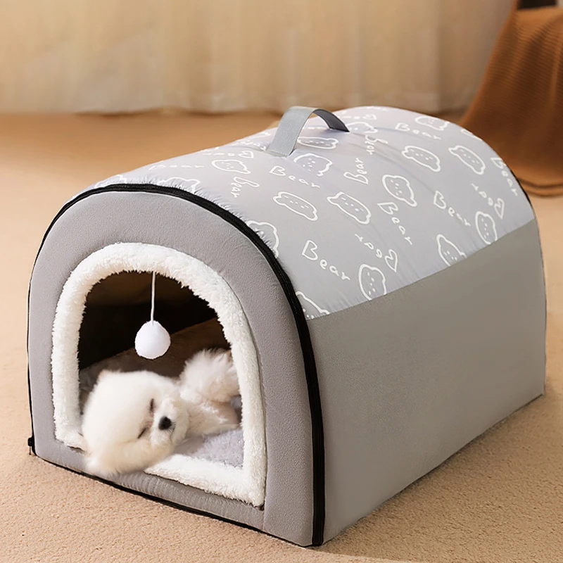 Winter Warm Dog House Soft Cozy Pet Sleeping Bed for Samll Medium Dogs Cats Detachable Non-slip Dog Kennel Cat Nest Pet Supplies