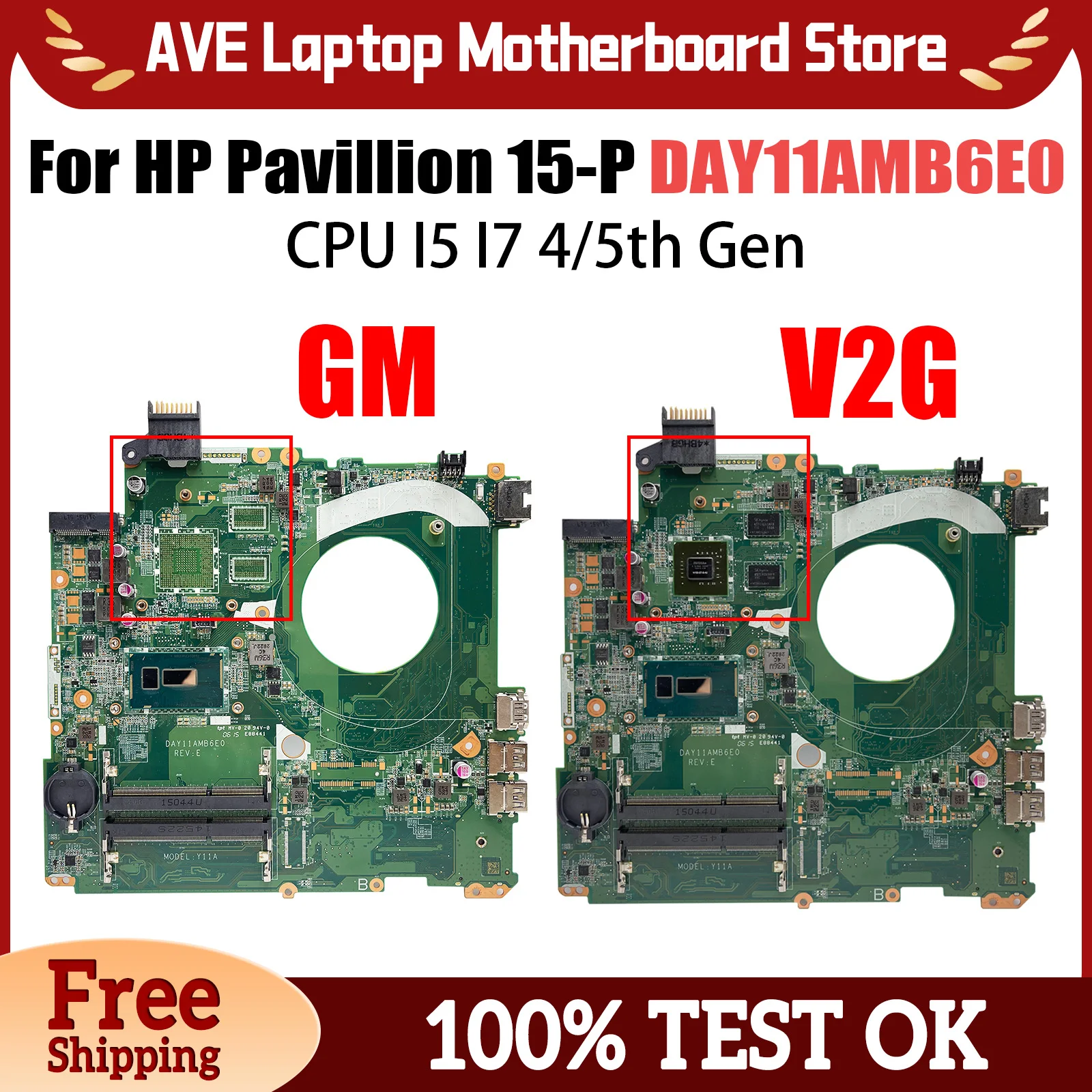 For HP Pavillion 15-P DAY11AMB6E0 Laptop Motherboard 787744-501 I7-5500U I7-4510U Mainboard fully test