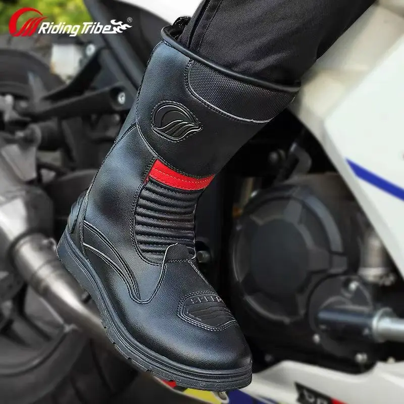 Motorcycle Boots Men\'s Waterproof Wear-resistant Breathable Road Motorcycle Shoes Long-distance Cycling Anti-fall Shoes