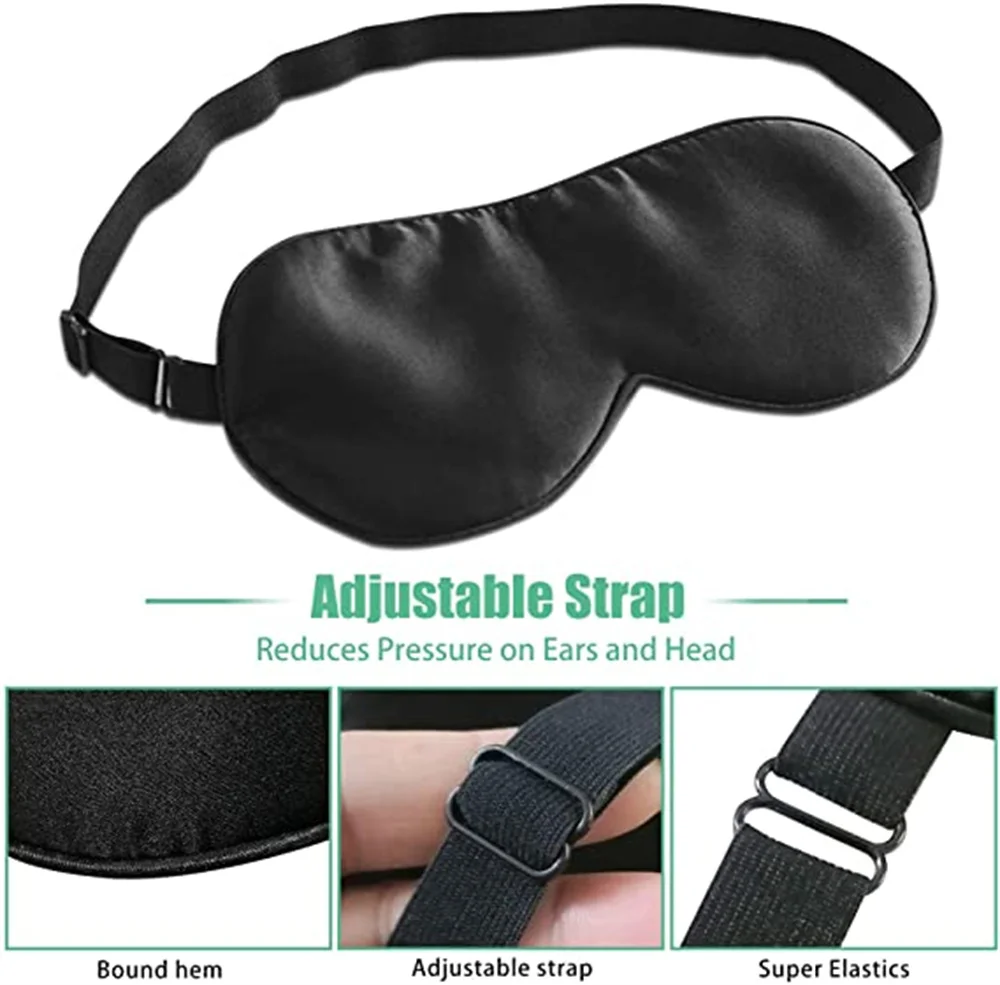 Sleep Eye Mask 100% Natural 19 Mulberry Silk Sleeping Smooth Soft Eye Sleep Shade Cover with Elastic Adjustable Strap Blindfold