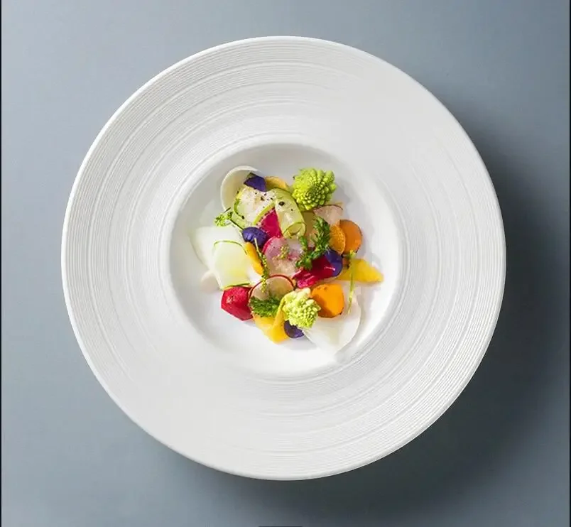 

Однотонная соломенная шляпа, тарелка для французского ресторана, тарелка для макаронных изделий в скандинавском стиле, домашняя кухонная керамическая посуда, тарелка для завтрака и салата