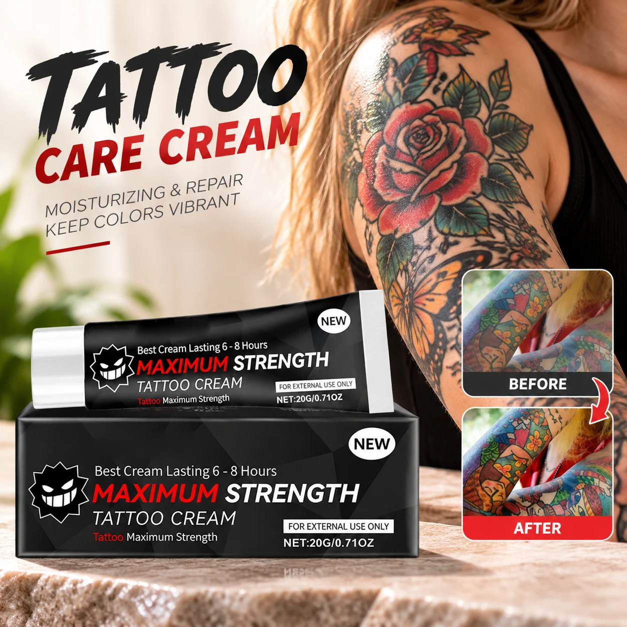 20g Maximum Strength Tattoo Aftercare Cream Color Preservation Repair Gel Moisturizing Anti Redness Soothing Tattoo Care