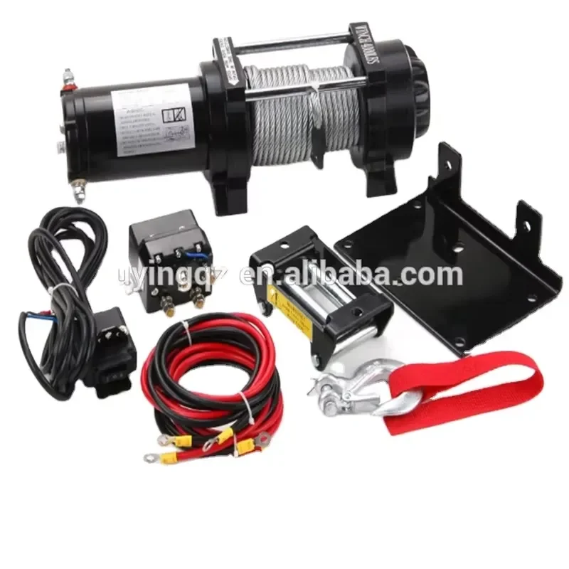 12/24V Electric Steel Wire Rope Winch 6000 Lbs with Remote Control for Boat Use