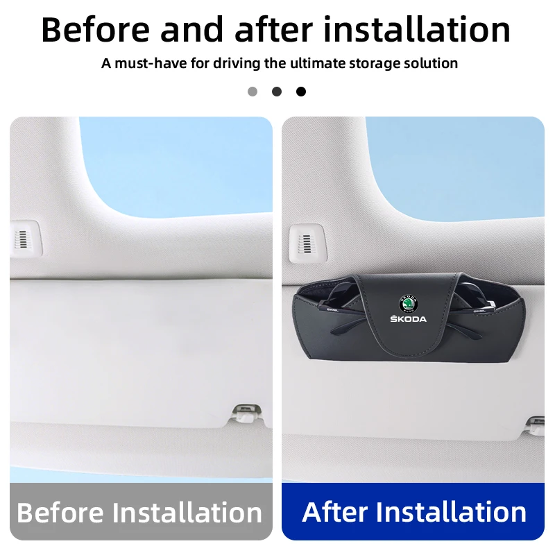 Car Sunglasses Storage Box Visor Magnetic Glasses Case Accessories For Skoda Octavia Rapid Kodiaq Superb Derivative Karoq Fabia 6